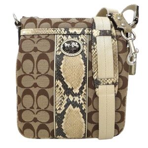 Coach Signature “Sutton” Python & Jacquard Crossbody NWT